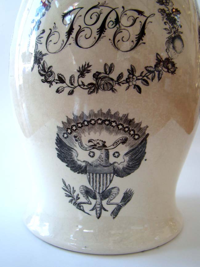 A 'George Washington' and 'American Eagle' English Creamware Black-Transfer Printed Presentation Liverpool Pitcher circa 1797-1805 — image 4